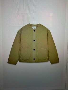 Zara Tan Quilted Button Jacket
